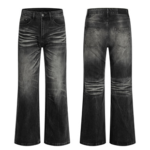 【巴黎闪电黑牛王】Bootcut弯刀水洗做旧微喇叭646显瘦显高牛仔裤