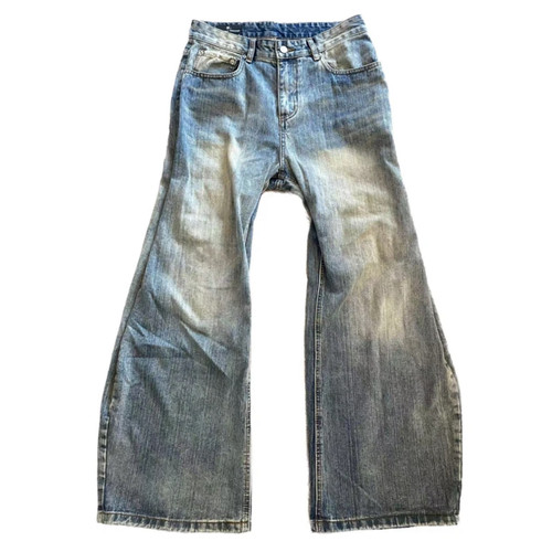 美式做旧刀割破坏拖地水洗牛仔裤