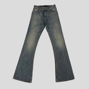 男 长裤 巴黎风神裤 重磅竹节棉水洗复古做旧bootcut微喇显瘦牛仔裤
