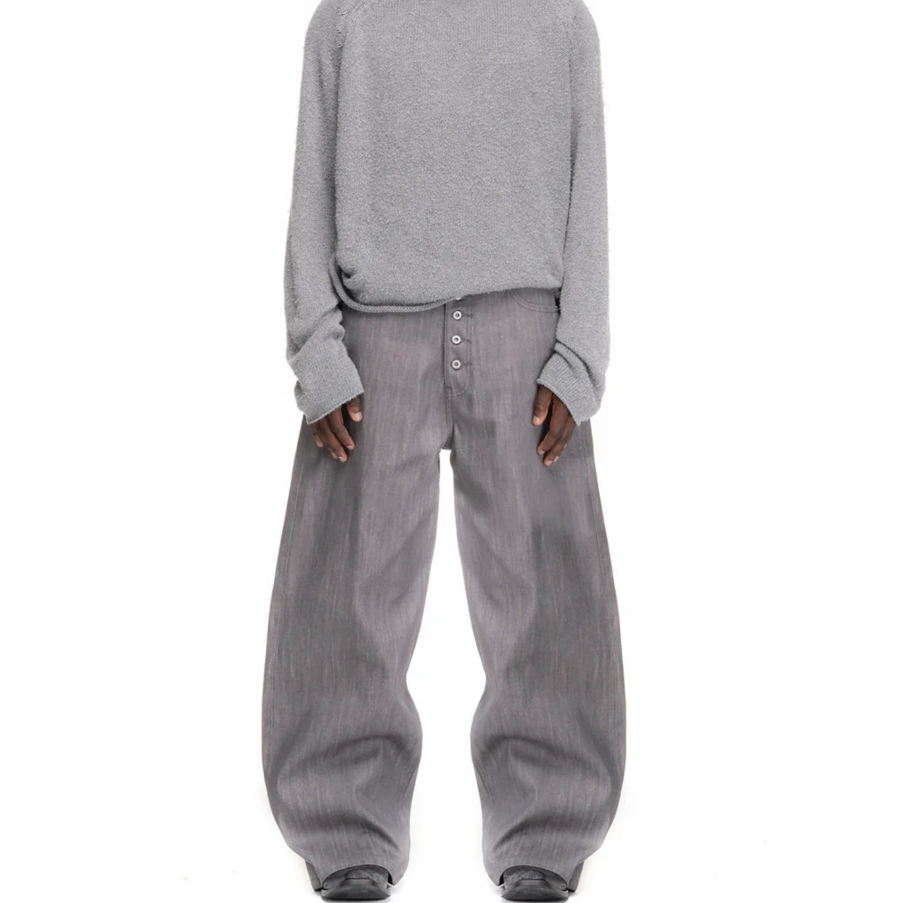 美式复古水洗灰原牛弯刀阔挺baggy高级感立体五连排扣牛仔裤男潮,男装,牛仔裤,淘宝优惠券,粉丝福利购,淘宝优惠卷