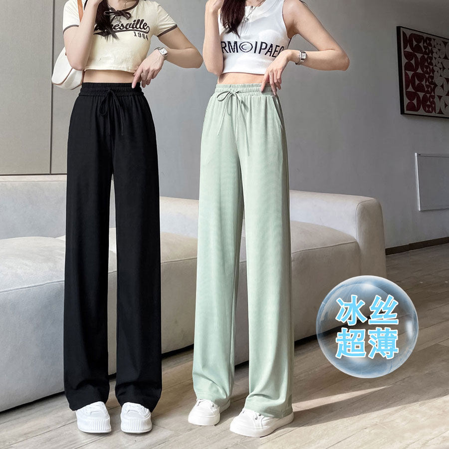 初中高中女生冰丝阔腿休闲裤图片