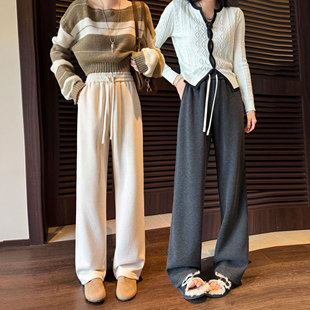 青少年春秋裤子女初中高中学生加长版高个子运动休闲裤直筒阔腿裤