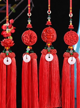 红色出入平安汽车挂件车内后视镜吊坠饰品淘宝一件代发厂家高端c7