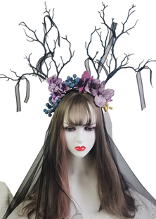 万圣节黑暗系树枝发箍女巫头饰夸张写真活动表演哥特走秀森系发饰