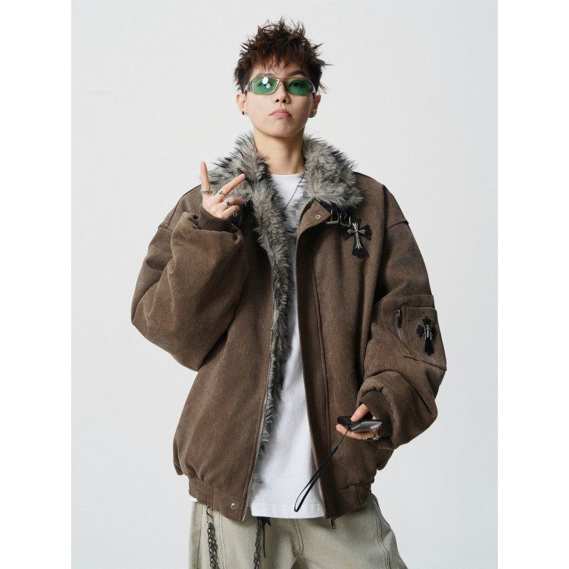 高级感毛领羽绒服男士冬季青少年生帅气短款加厚座山雕棉衣袄外套