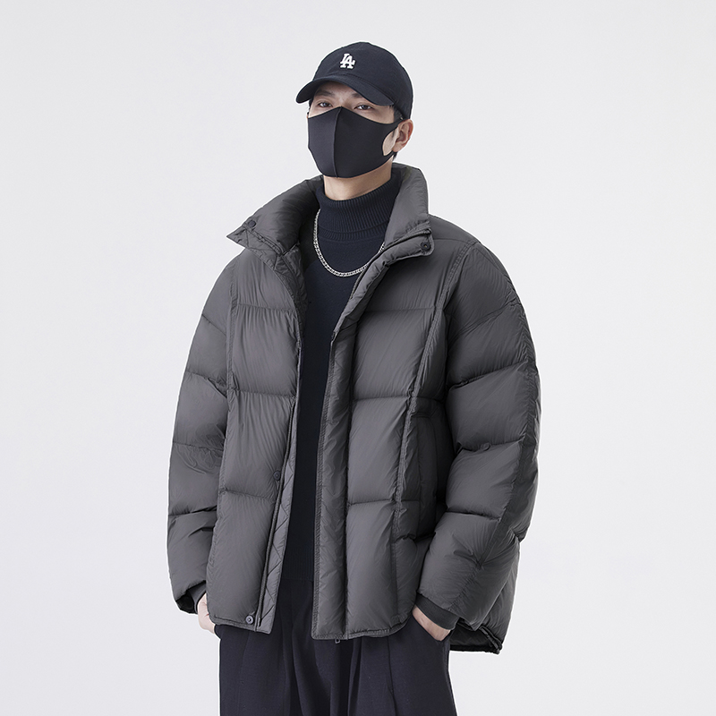 美式高级感轻薄羽绒服男士冬季2025新款潮牌帅气男生短款加厚外套