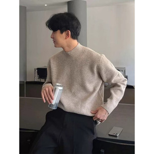 高级感半高领内搭毛衣男士秋冬季新款潮牌痞帅韩系加厚打底针织衫