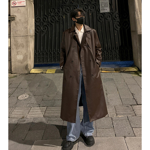 设计高级感克苏鲁皮风衣外套男士春秋季休闲中长款德式战壕披大衣