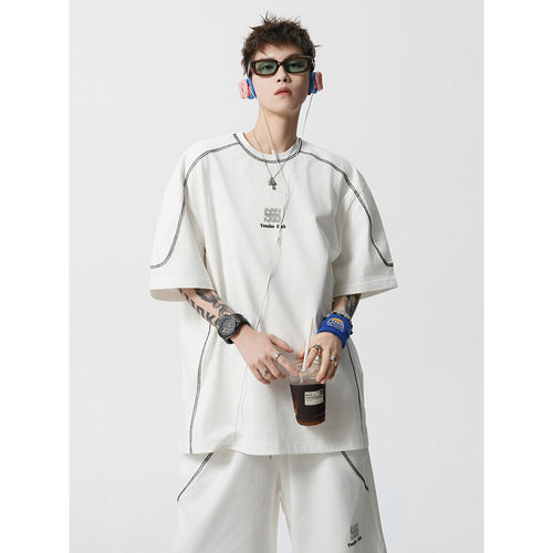 休闲运动套装男士夏季款短袖青少年男生ootd酷帅穿搭配一整套衣服