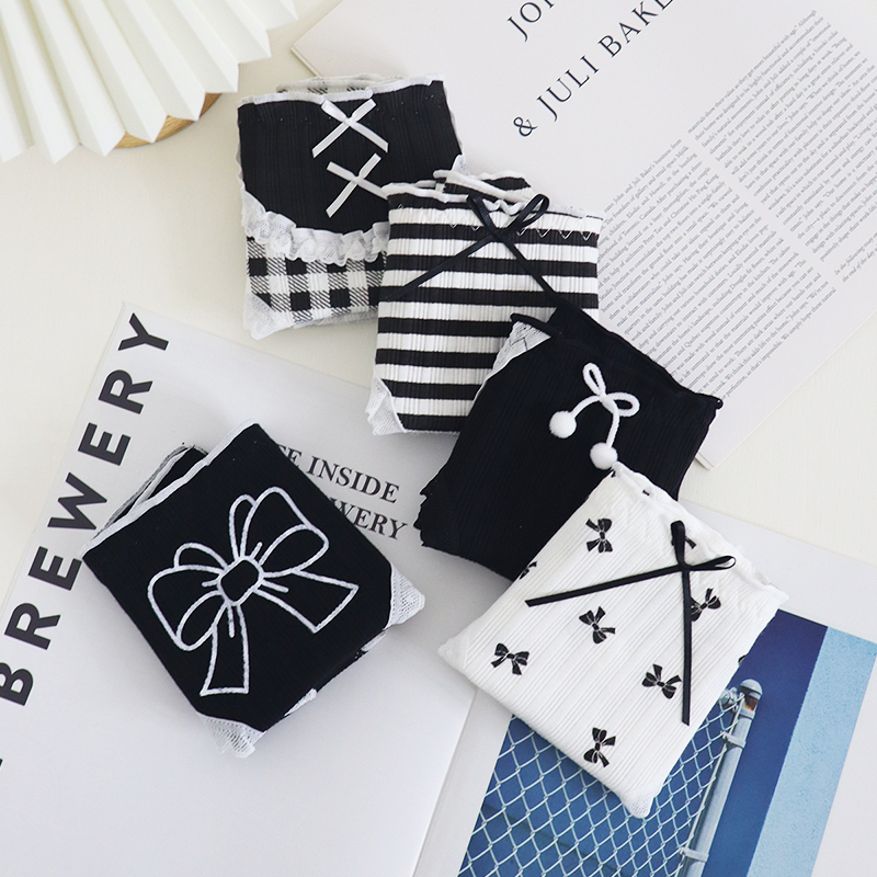 黑白甜系洛丽塔纯棉少女内裤