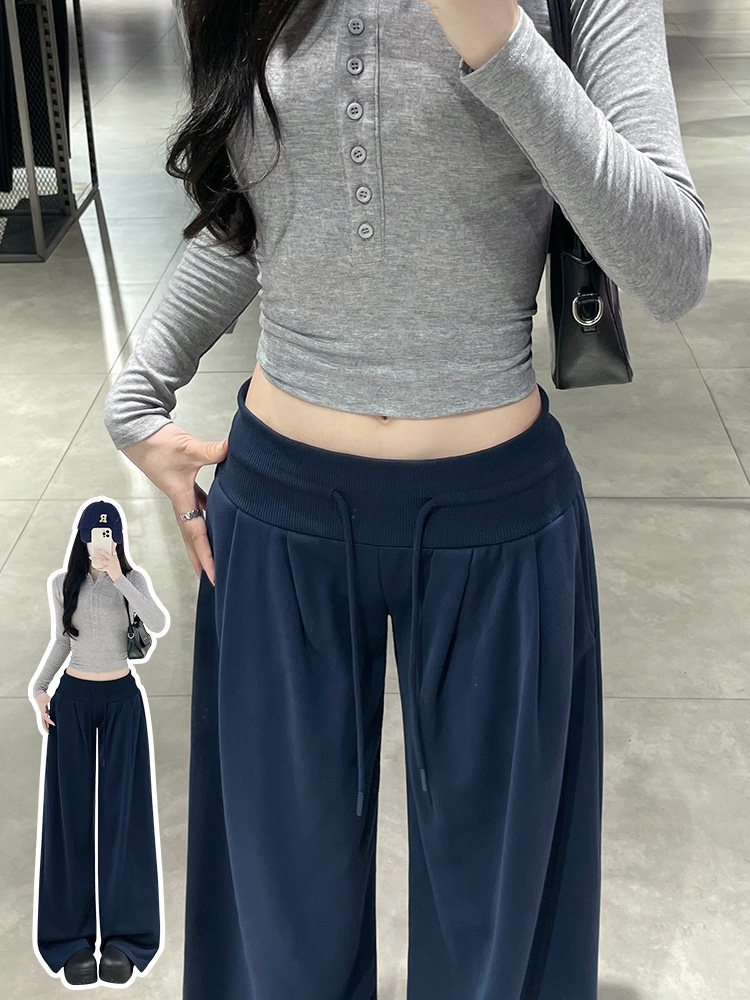 American-Style Women's Sweatpants 2025 New Wide-Leg Pants Loose Bf Korean Style Lazy Comfortable Relaxed Autumn Pants