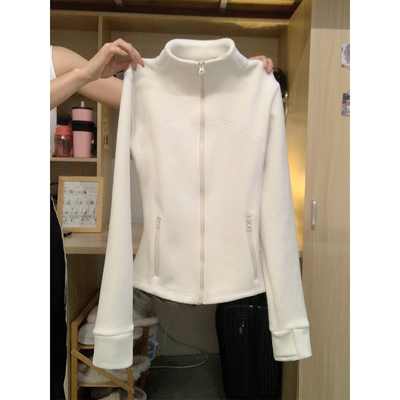 摇粒绒卫衣女秋冬新款立领修身内胆加绒冲锋衣内搭抓绒厚打底外套