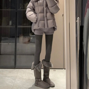 外穿小个子紧身弹力秋裤 冬加厚东北棉裤 女2025新款 灰色加绒打底裤