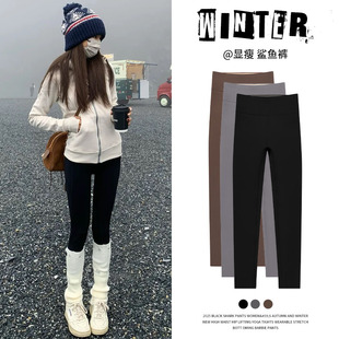 加绒瑜伽打底裤 秋冬小个子加厚东北棉裤 女外穿2025新款 黑色鲨鱼裤