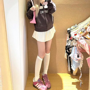 半身裙 高腰显瘦jk短裙休闲西装 米白色毛呢百褶裙女秋冬季 2025新款