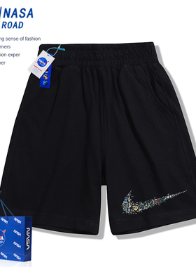 NASA男童短裤夏季薄款2025新款潮牌青少年中大儿童运动服休闲套装