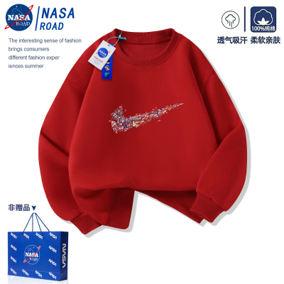 NASA潮牌男童红色卫衣秋冬