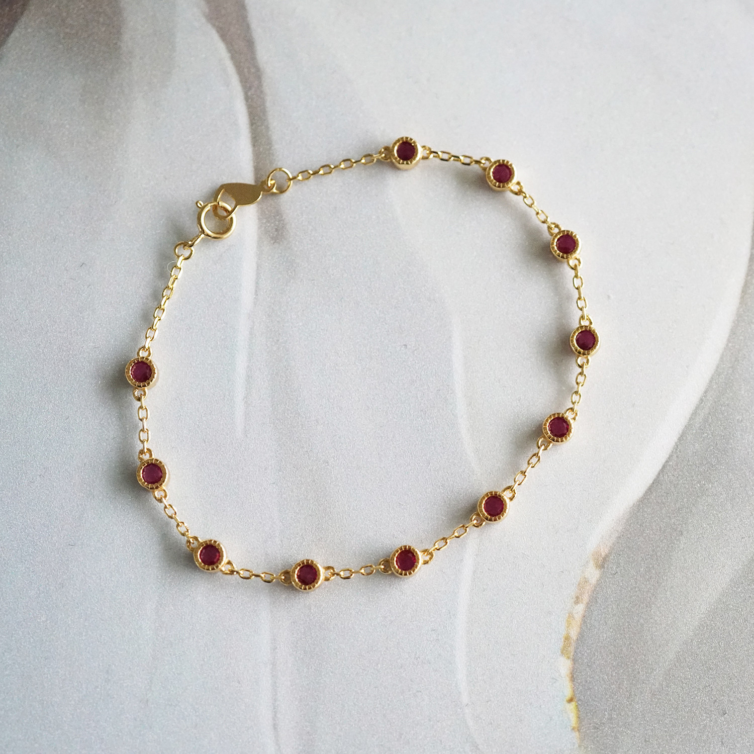 shawAtelier/小众设计S925纯银复古超细迷你红宝石手链女轻奢礼物