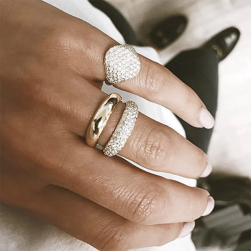 S925复古立体一体式闪钻戒指女