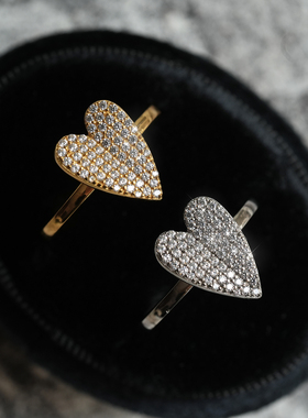 女S925复古小众戒指质感爱心