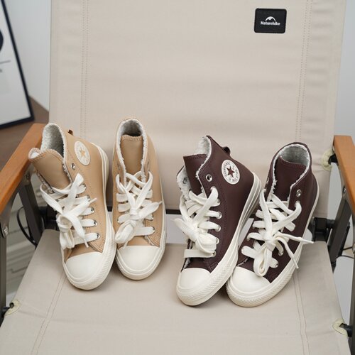 匡威正品 All Star 舒适百搭皮革高帮加绒保暖帆布鞋女A07945C