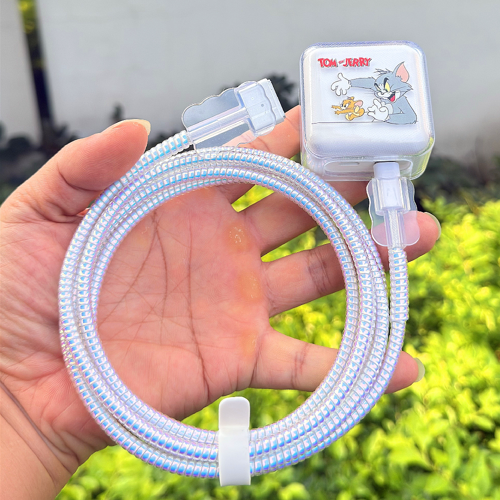 适用苹果M4笔记本MacBook Air M3 30W 35W充电器壳数据线保护套绳