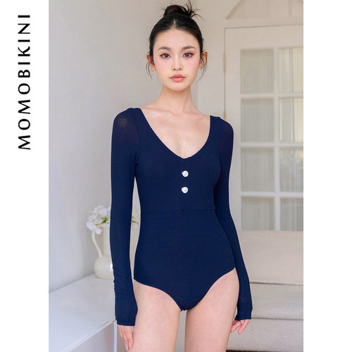 moexnan长袖防晒女连体泳衣显瘦