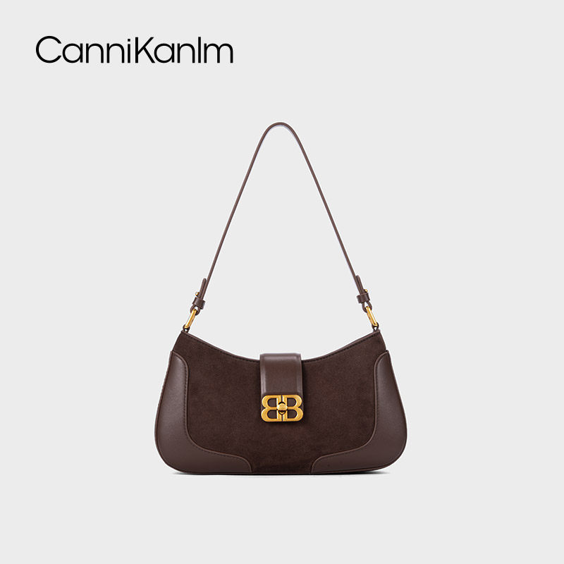 CanniKanlm真皮法棍腋下包包女2025新款高级感撞色复古单肩斜挎包,箱包皮具/热销女包/男包,腋下包,淘宝优惠券,粉丝福利购,淘宝优惠卷