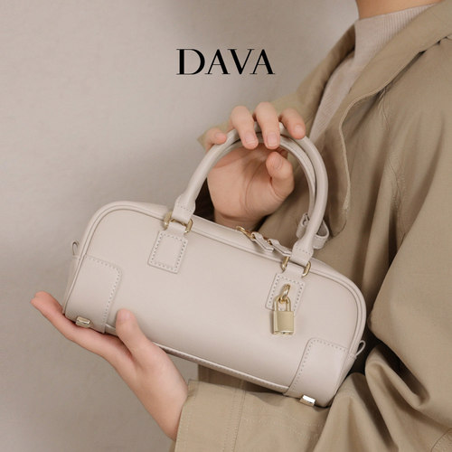 法国DAVA真皮秋冬简约波士顿包女