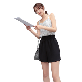 雪纺休闲短裤女夏宽松2026新款高腰外穿潮ins胖mm热裤花苞阔腿裤