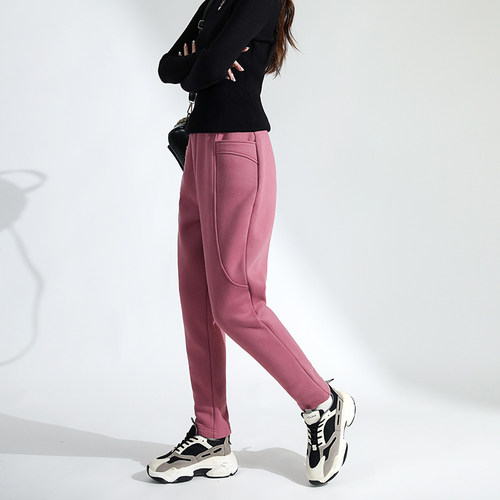 高腰哈伦裤女长裤加绒休闲裤