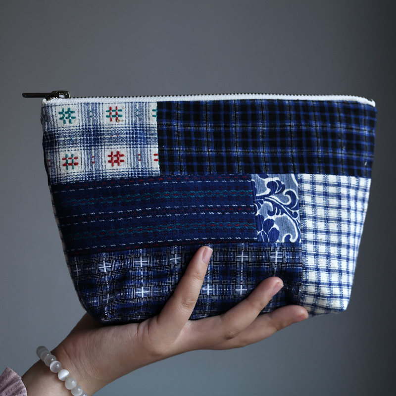 文手作  精致老土布拼接拉链包化妆包手拿包手机包23cm文艺范布包,收纳整理,其他收纳,淘宝优惠券,粉丝福利购,淘宝优惠卷