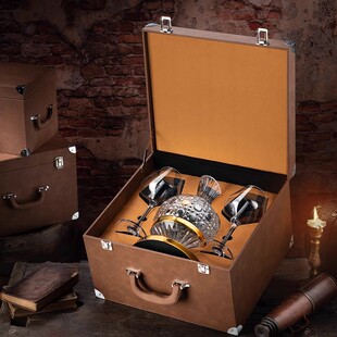 法国水晶高脚杯红酒杯家用轻奢高档2个一对礼盒装醒酒器酒具套装