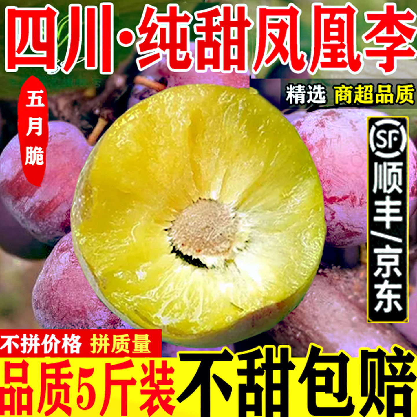 四川脱骨李子五月脆整箱5斤现货半边红青脆凤凰李新鲜水果孕妇包