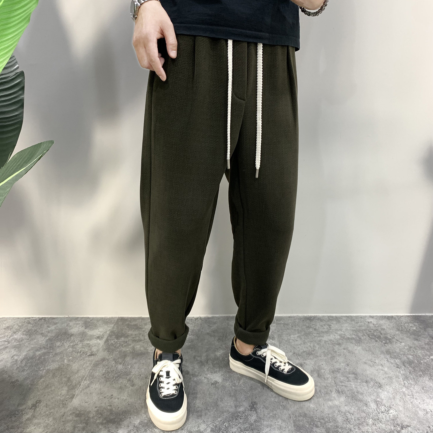 胡先生2026新品高端棉质加厚加绒男休闲裤微锥形宽松百搭小脚长裤