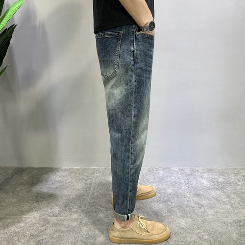 胡先生2026新品sj男牛仔裤做旧蓝色微锥形显瘦百搭修身小脚裤速觉