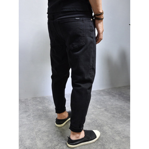 胡先生2025男SJ做旧牛仔裤烟灰纯色微锥形显瘦小脚长裤速觉第九关