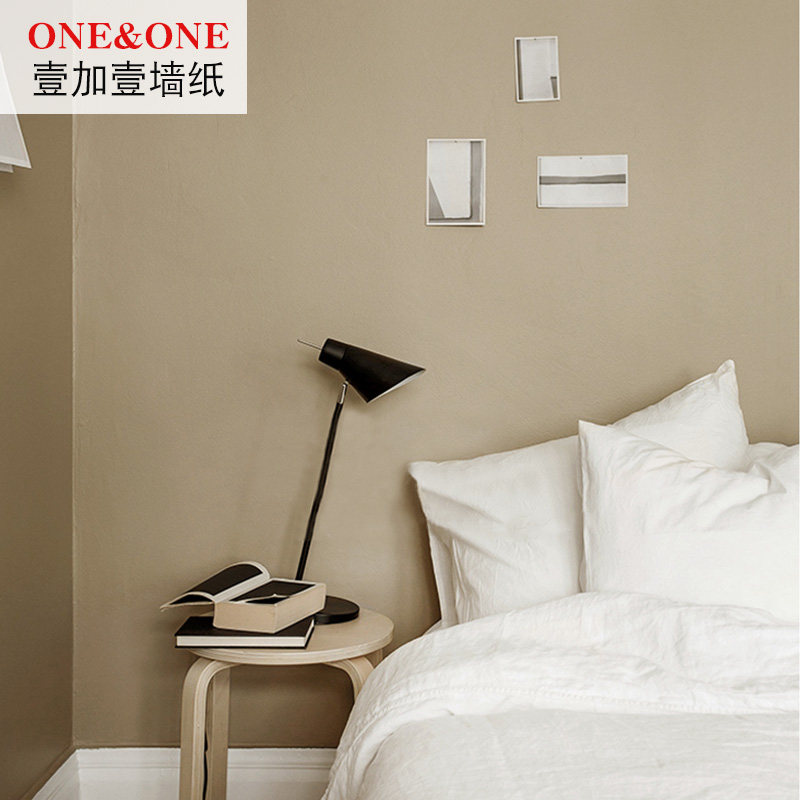 壹加壹浅咖啡色长纤无纺布墙纸北欧风纯色网红客厅卧室背景墙壁纸
