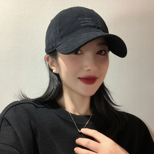 百搭大头围帽子 复古水洗磨毛防晒鸭舌帽韩版 棒球帽女春秋夏季 新款