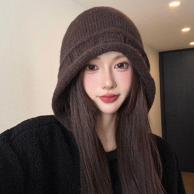 绑带针织帽女秋冬季大头围显脸小