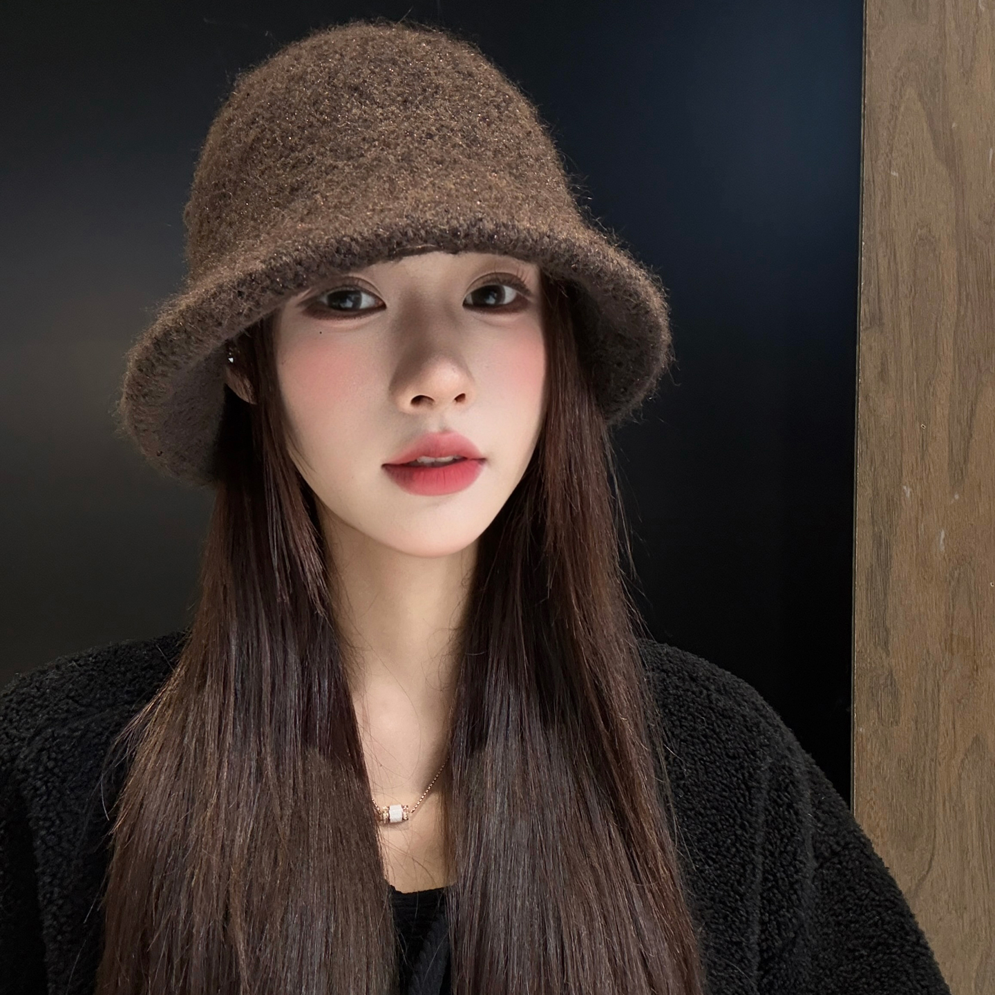 秋冬季亮片针织渔夫帽保暖女韩版