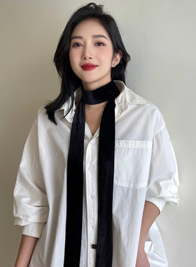 黑色丝绒丝带细窄长条小丝巾女发带绑包搭配衬衫脖子领带飘带装饰