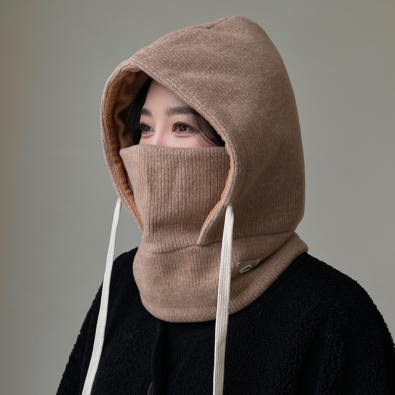 雪林鹿骑车保暖神器针织口罩帽