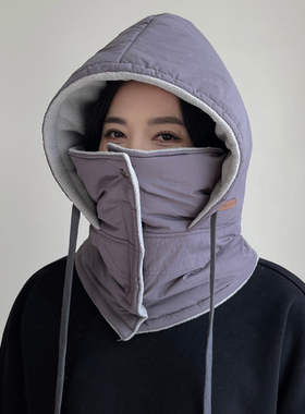 雪林鹿防寒防风围脖加绒骑车帽