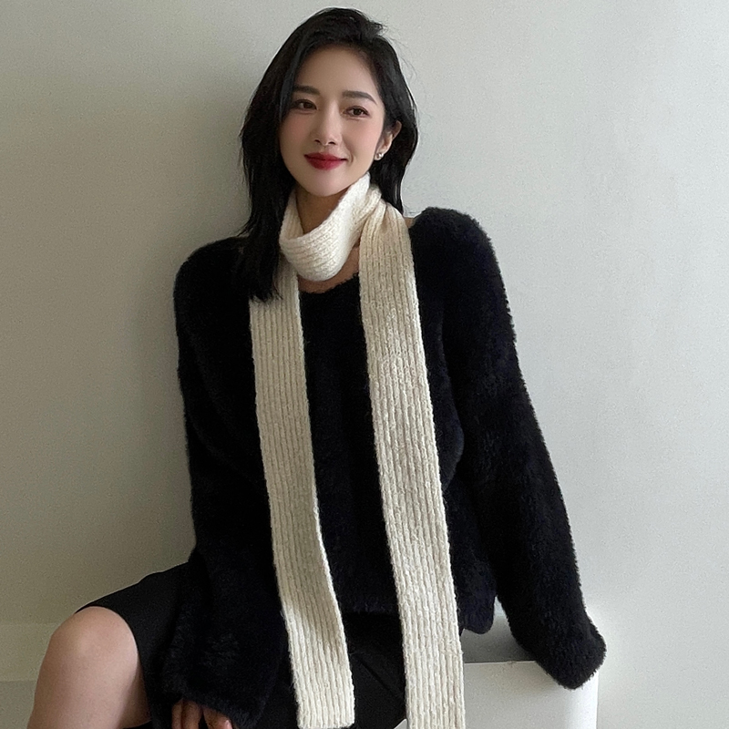 雪林鹿新款加厚保暖细窄围巾两用