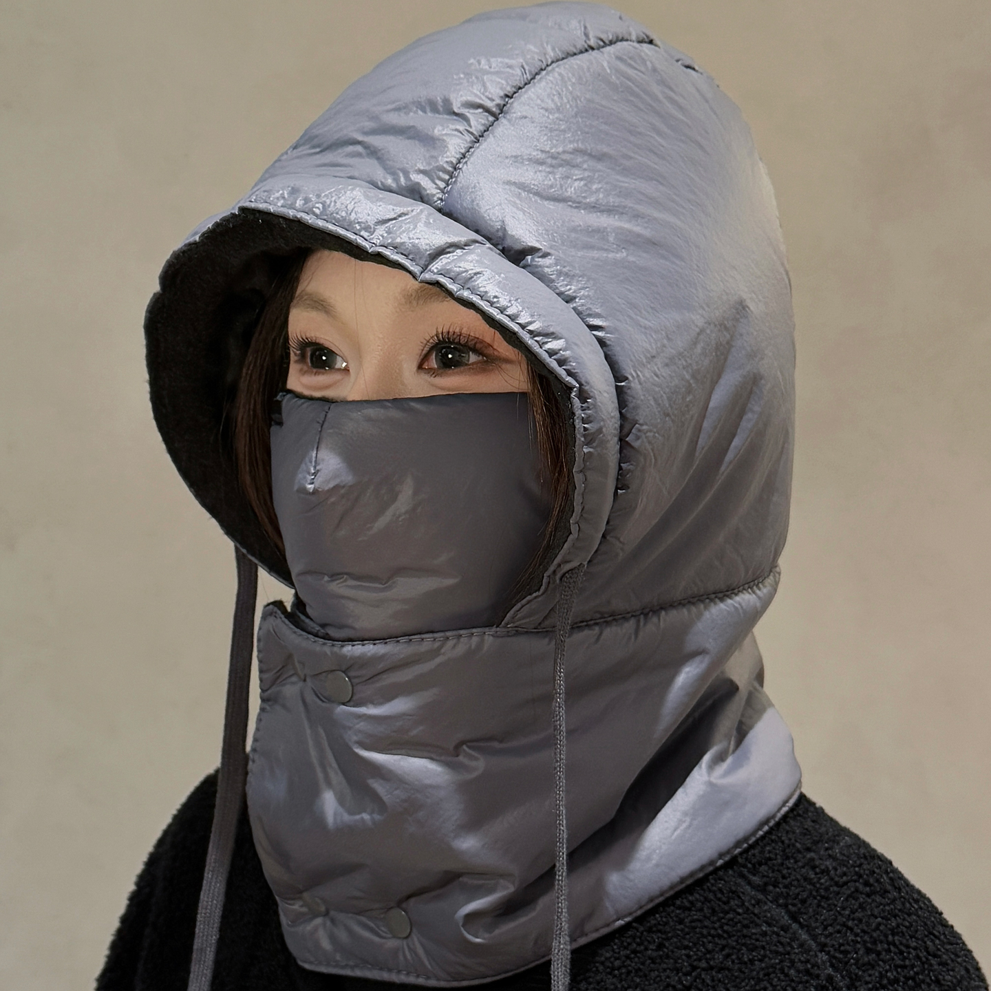 帽子围脖一体面罩加绒加厚雷锋帽