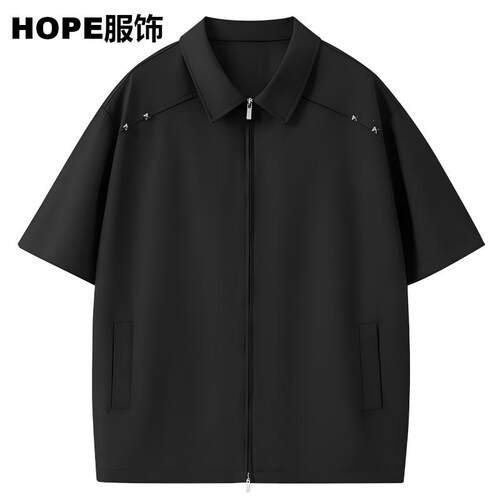 公版衬衫男纯色衬衫男夏季半袖衬衣男翻领公版衬衫宽松衬衫短袖-