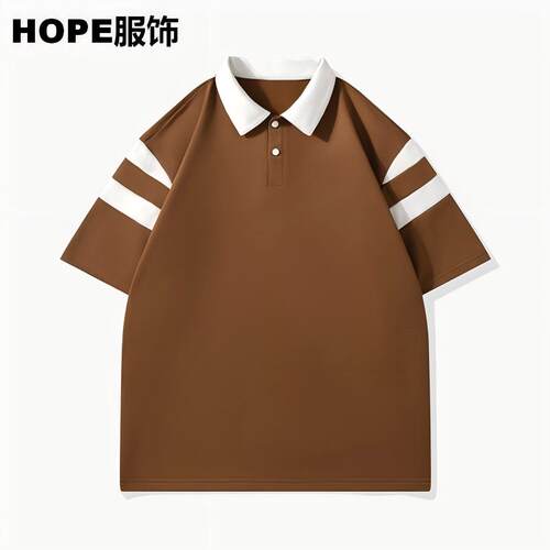 夏季新款短袖polo衫男米通格撞色潮流ins宽松百搭上衣女翻领透气