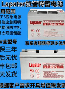 Lapater拉普特蓄电池NP/NPG65-12V24AH33AH38AH40AH55AH100AH200A
