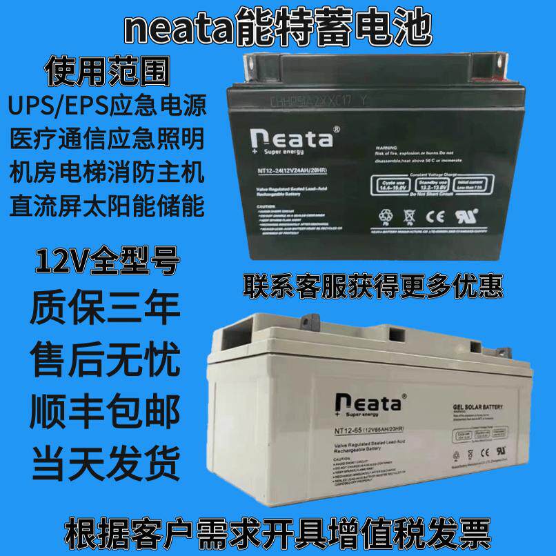 neata能特蓄电池NT12V7A9A12A17A24A38A65A100AH消防EPS直流屏UPS